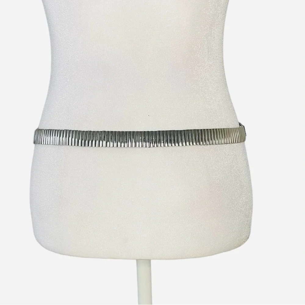 Y2k WOMAN STAINLESS STEEL STRETCHING With FAUX STONE LINKS BELT Size S/M